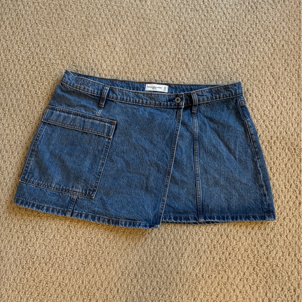 Abercrombie and Fitch Denim Cargo Wrap Mini Skirt